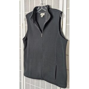 LL Bean Large Black Soft Fleece Vest  259068 Zipper Cold Weather Outdoors Fall